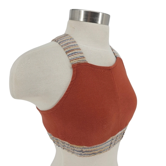 Urban Outfitters Bondi Crop Top Burnt Orange Cross Back High Neck Shirt Small - Picture 3 of 8